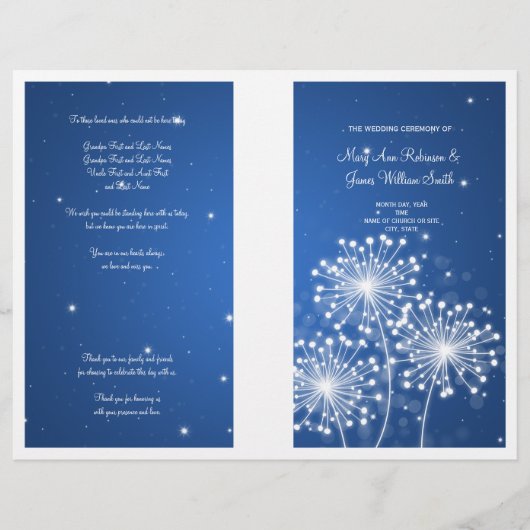 Elegant Wedding Program Summer Sparkle Sapphire (Voorkant)