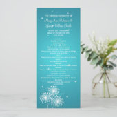 Elegant Wedding Program Summer Sparkle Turquoise Programmakaart (Staand voorkant)