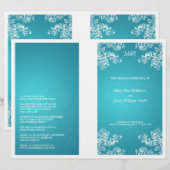 Elegant Wedding Program Swirls 2 Turquoise (Voorkant / Achterkant)