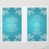 Elegant Wedding Program Swirls 2 Turquoise (Achterkant)