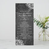 Elegant Wedding Program  Swirls Black Programmakaart (Staand voorkant)