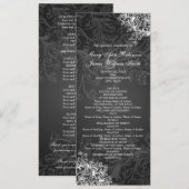 Elegant Wedding Program  Swirls Black Programmakaart (Voorkant / Achterkant)