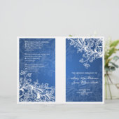 Elegant Wedding Program Swirls Blue (Staand voorkant)