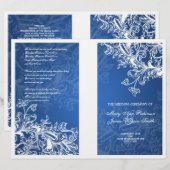 Elegant Wedding Program Swirls Blue (Voorkant / Achterkant)