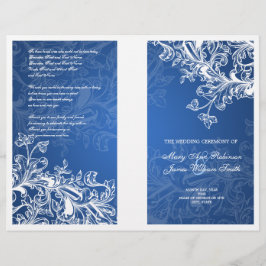 Elegant Wedding Program  Swirls Blue