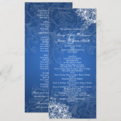 Elegant Wedding Program Swirls Blue Programmakaart (Voorkant / Achterkant)