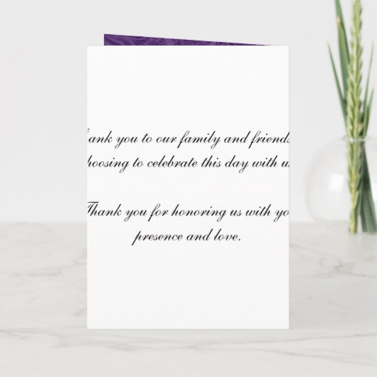 Elegant Wedding Program Swirls Paars Programma (Achterkant)