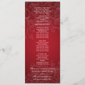 Elegant Wedding Program Swirls Red Programmakaart (Achterkant)