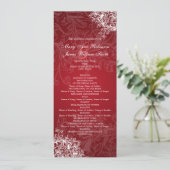 Elegant Wedding Program Swirls Red Programmakaart (Staand voorkant)