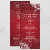 Elegant Wedding Program Swirls Red Programmakaart (Voorkant / Achterkant)