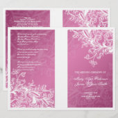 Elegant Wedding Program  Swirls roze (Voorkant / Achterkant)