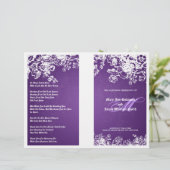 Elegant Wedding Program Victoriaans Vlaams Paars V (Staand voorkant)