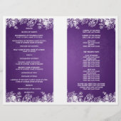 Elegant Wedding Program Victoriaans Vlaams Paars V (Achterkant)