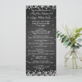 Elegant Wedding Program Winter Sparkle Black Programmakaart (Staand voorkant)