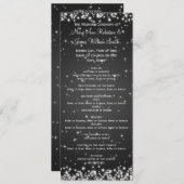 Elegant Wedding Program Winter Sparkle Black Programmakaart (Voorkant / Achterkant)