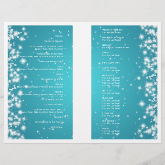 Elegant Wedding Program Winter Sparkle Blue (Achterkant)