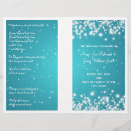 Elegant Wedding Program Winter Sparkle Blue