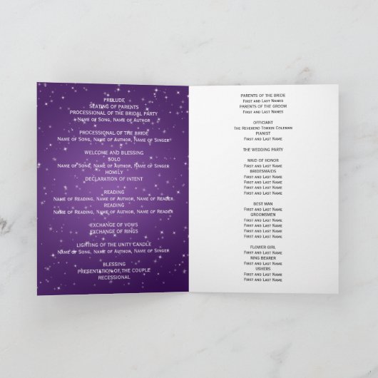 Elegant Wedding Program Winter Sparkle Paars Programma (Binnen)