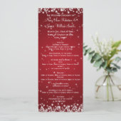 Elegant Wedding Program Winter Sparkle Red Programmakaart (Staand voorkant)