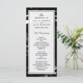 Elegant Wedding Program | Zwarte witte marmer Programmakaart (Staand voorkant)
