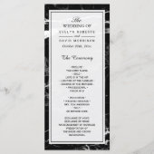 Elegant Wedding Program | Zwarte witte marmer Programmakaart (Voorkant)