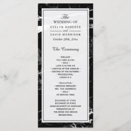 Elegant Wedding Program | Zwarte witte marmer Programmakaart