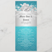 Elegant Wedding Programme Baroque Flourish Blue Programmakaart (Voorkant)
