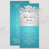 Elegant Wedding Programme Baroque Flourish Blue Programmakaart (Voorkant / Achterkant)
