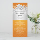 Elegant Wedding Programme Baroque Flourish Oranje Programmakaart (Staand voorkant)