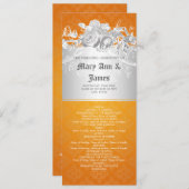 Elegant Wedding Programme Baroque Flourish Oranje Programmakaart (Voorkant / Achterkant)