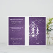 Elegant Wedding Programme Chandelier Paars (Staand voorkant)