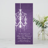 Elegant Wedding Programme Chandelier Paars Programmakaart (Staand voorkant)