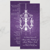 Elegant Wedding Programme Chandelier Paars Programmakaart (Voorkant / Achterkant)