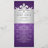 Elegant Wedding Programme Fleur De Lis Paars Programmakaart (Voorkant)