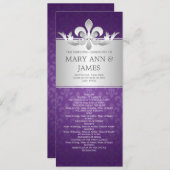 Elegant Wedding Programme Fleur De Lis Paars Programmakaart (Voorkant / Achterkant)