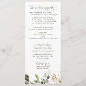 Elegant Wedding Programme Greenery White Floral Programmakaart (Achterkant)