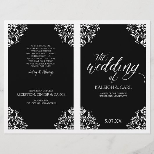 Elegant Wedding Programme - Nadine (zwart)2 (Voorkant)