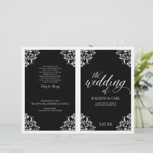 Elegant Wedding Programme - Nadine (zwart)2 (Staand voorkant)