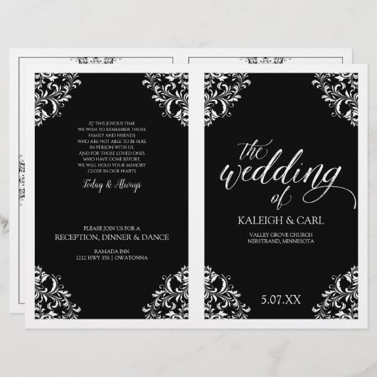 Elegant Wedding Programme - Nadine (zwart)2 (Voorkant / Achterkant)