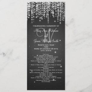 Elegant Wedding Programme Night Dazzle Black Programmakaart