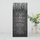 Elegant Wedding Programme Night Dazzle Black Programmakaart (Staand voorkant)