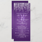 Elegant Wedding Programme Night Dazzle Paars Programmakaart (Voorkant / Achterkant)