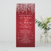 Elegant Wedding Programme Night Dazzle Red Programmakaart (Staand voorkant)