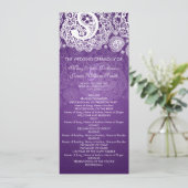 Elegant Wedding Programme Paisley Lace Paars Programmakaart (Staand voorkant)