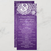 Elegant Wedding Programme Paisley Lace Paars Programmakaart (Voorkant / Achterkant)