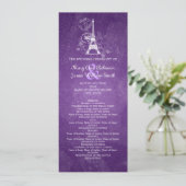 Elegant Wedding Programme Romantic Paris Paars Programmakaart (Staand voorkant)