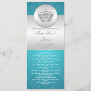 Elegant Wedding Programme Royal Crown Blue Programmakaart