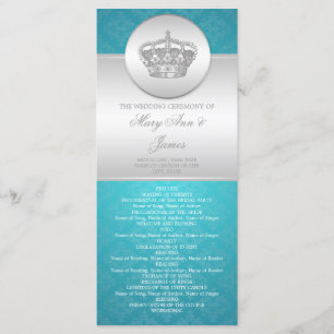 Elegant Wedding Programme Royal Crown Blue Programmakaart