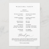 Elegant Wedding Programs 5x7 Romantic Calligraphy Programmakaart (Achterkant)