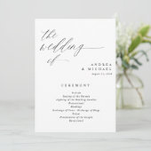 Elegant Wedding Programs 5x7 Romantic Calligraphy Programmakaart (Staand voorkant)